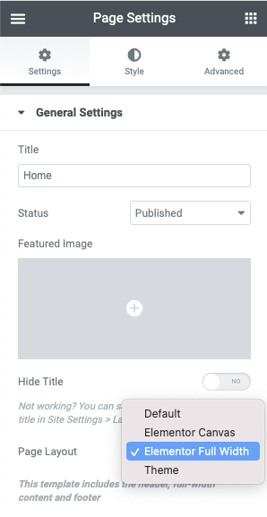 Page Settings Options How can I get a full screen canvas in the editor? 1