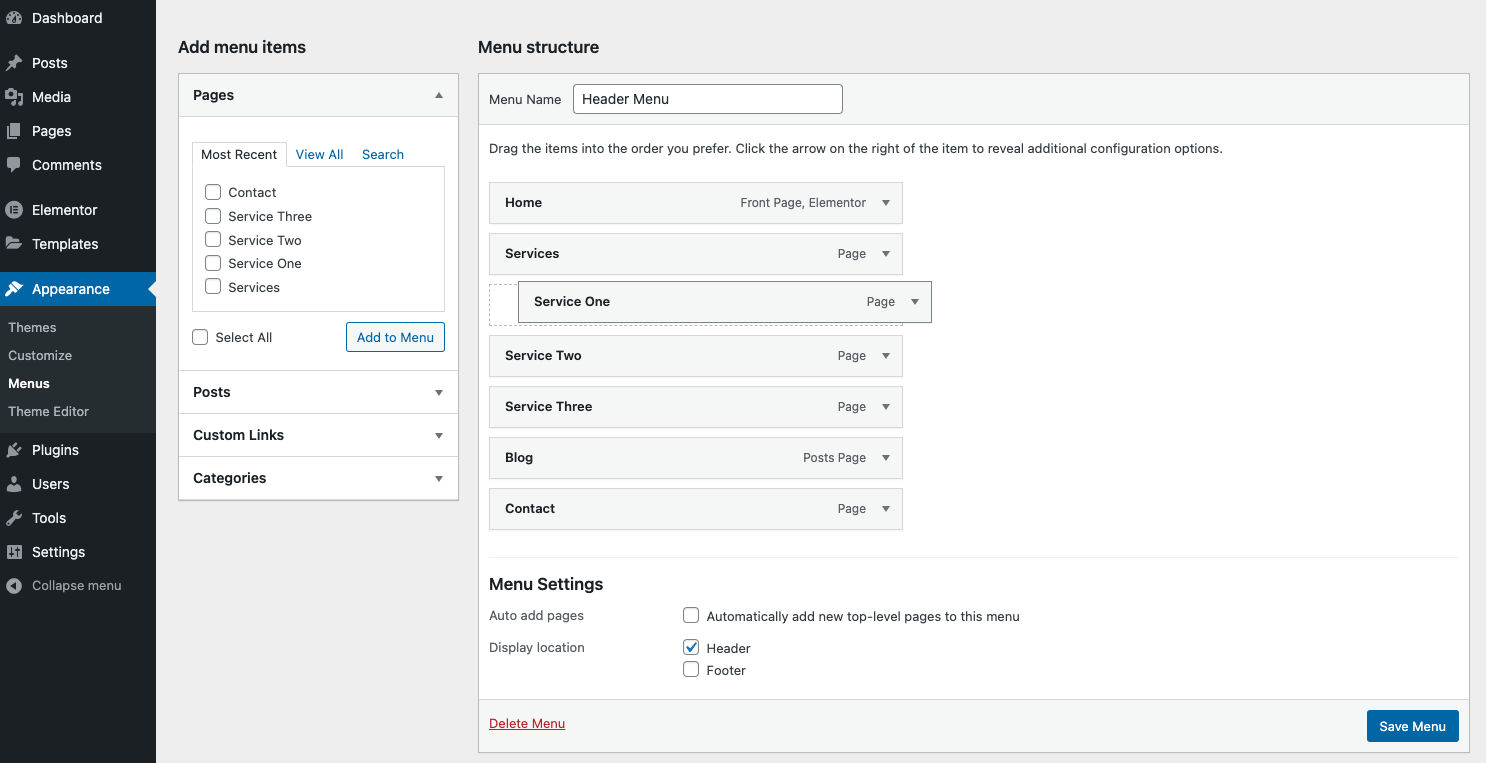 Create A Dropdown Menu » Elementor