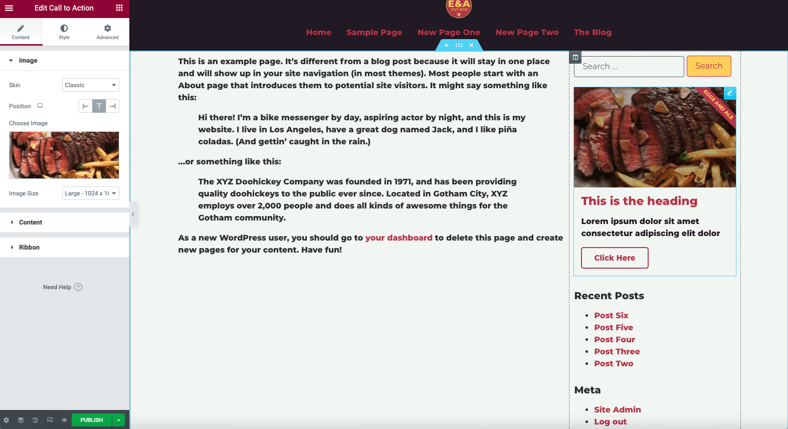 Create A Sidebar Template » Elementor