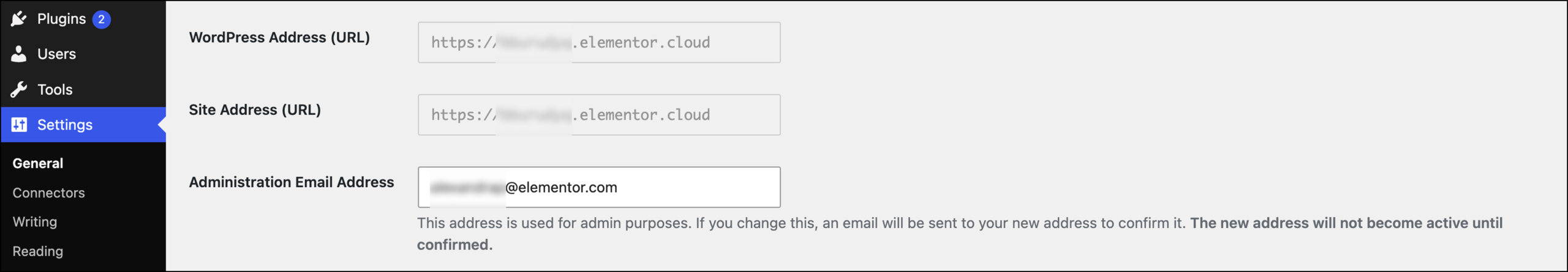wordpress-settings-general-email field