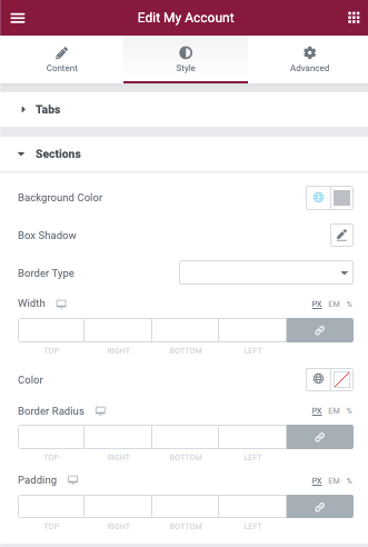 Style My Account Sections WooCommerce My Account widget 9