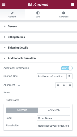 Woo Checkout Additional Information WooCommerce Checkout widget 7