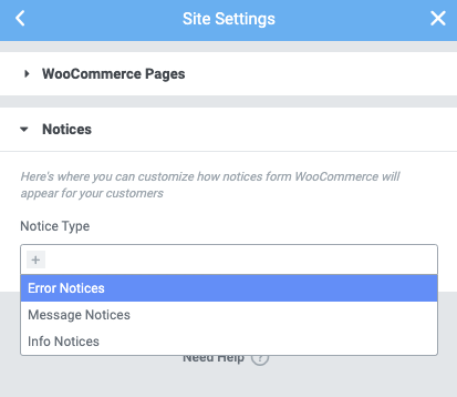 Customize Notifications WooCommerce Notice widget 3