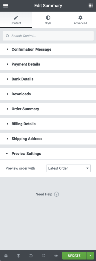 WooCommerce Purchase Summary Widget » Elementor