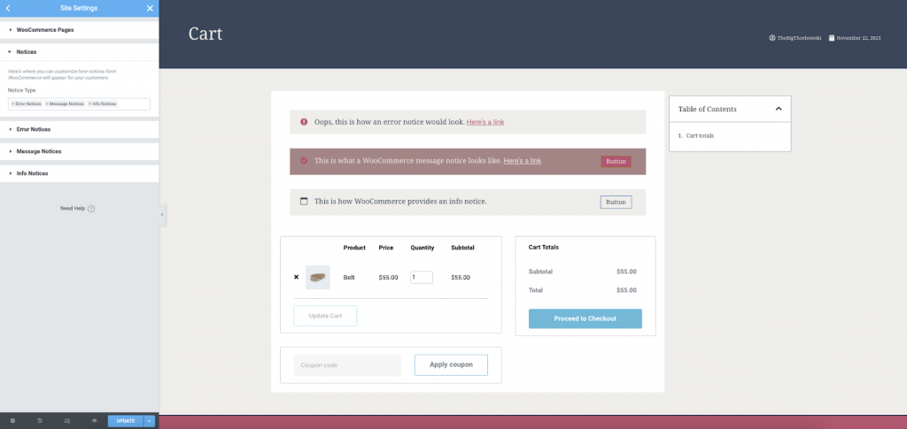 WooCommerce Notice Settings WooCommerce notice settings 1