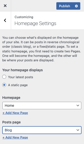 Homepage Settings Assign the Home Page 3