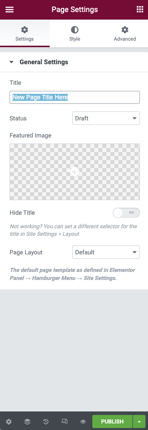 Page Settings Title Setting your Elementor hosted website up for success 3