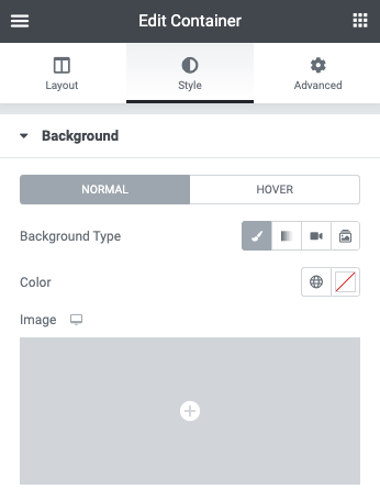 Container Background Container Style tab settings 1