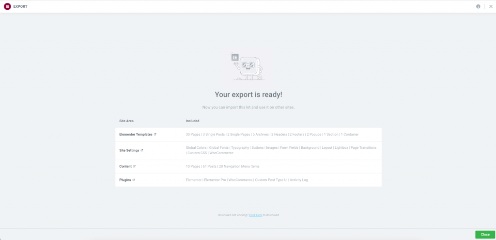 Export Ready 1 1 Migrating your existing Elementor built site to an Elementor hosted website 13