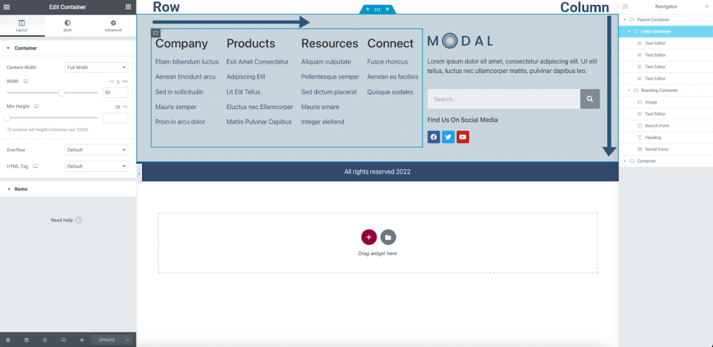 Footer Container Complex layouts using Flexbox Containers 35