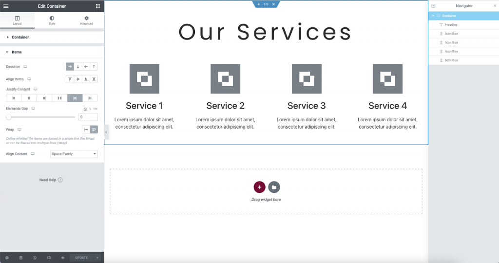 Services Container Create basic layouts 246