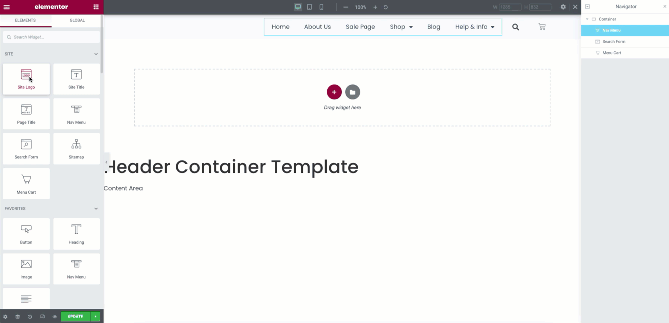 Step Five 1 Create a header template using Flexbox Container 11
