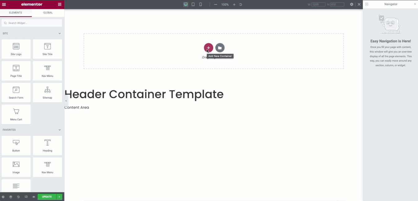 Step One 3 Create a header template using Flexbox Container 3
