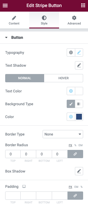 Button Styling Stripe Button widget 13
