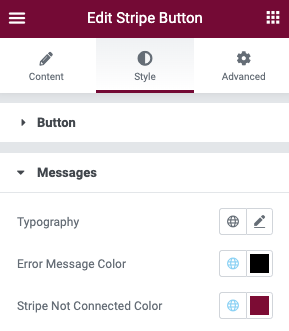 Messages Styling Stripe Button widget 15