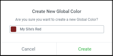The create a new global color text box.
