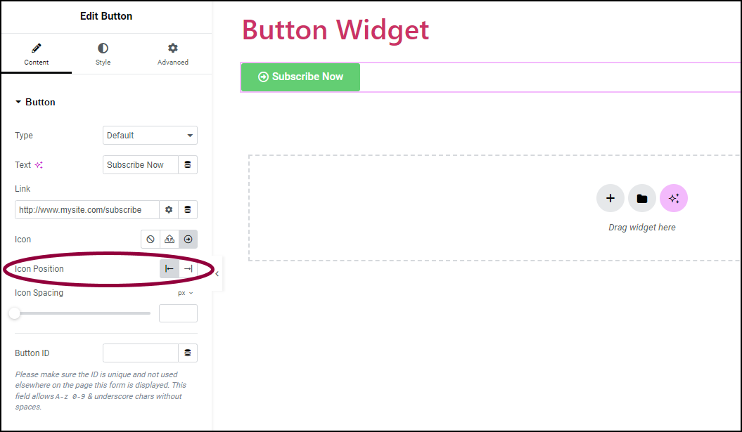 6 Icon Position Button Widget 17