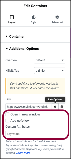 Link options Make a Flexbox container clickable 11