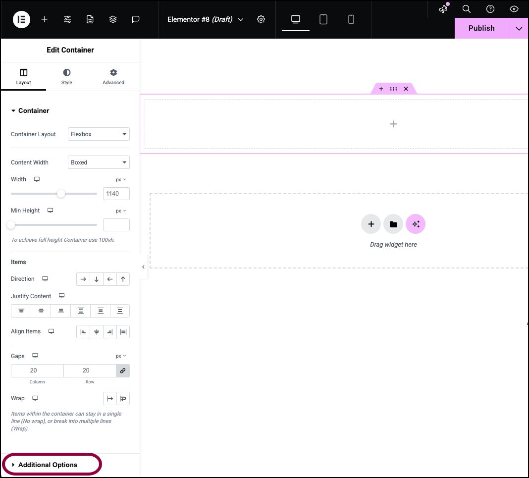 Open Additional Options Make a Flexbox container clickable 3