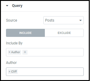 A sample query that will display a certain author's posts.