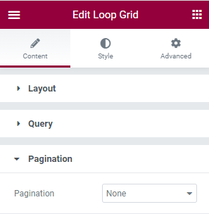 The Pagination menu