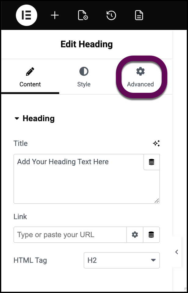 The advanced tab which opens up the spacing options