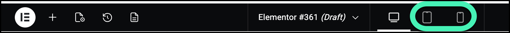 The top tool bar with tablet and mobile highlighted