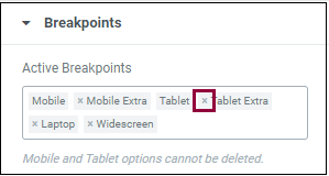 The custom breakpoint menu