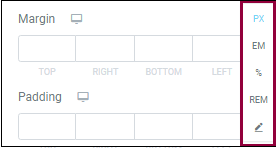 The dropdown allowing you to choose measurement units.