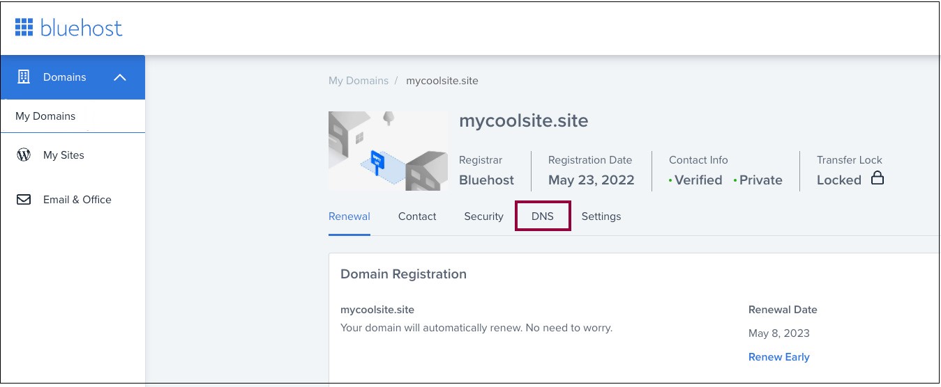 4 click DNS Connect your Bluehost domain 19