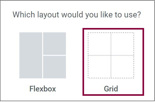 Select the grid layout Create a Grid container 3