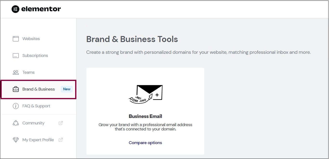 Click the Brand Business tab 1 Set up custom email accounts 1