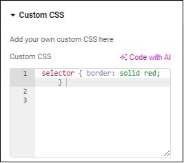 Thr CSS text field Add custom CSS 85