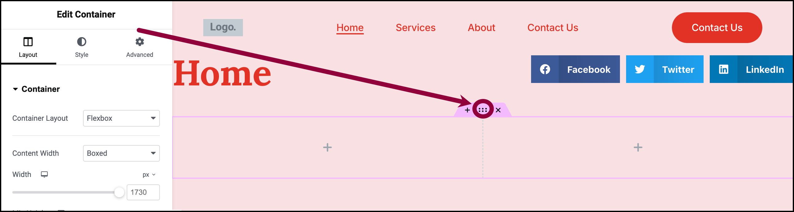 15 Select the parent container Create a single page template using Flexbox containers 31