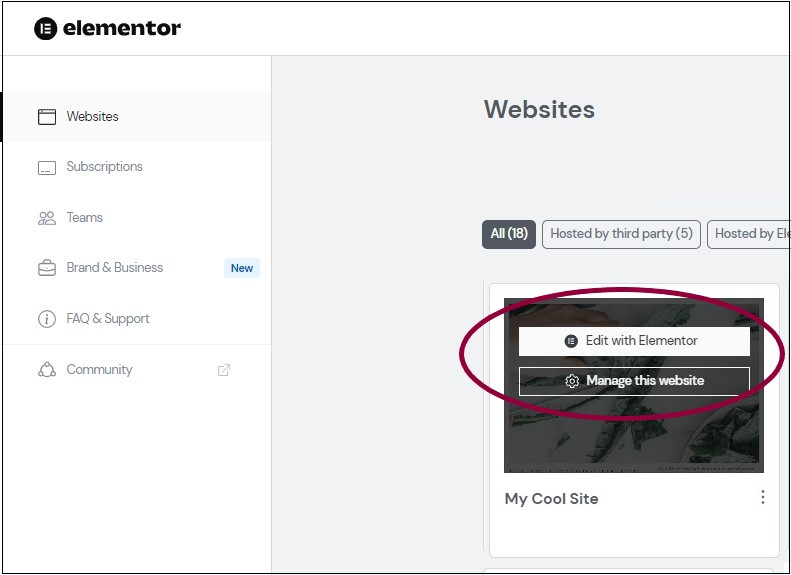 2 hover over the website card Access WP Admin 5
