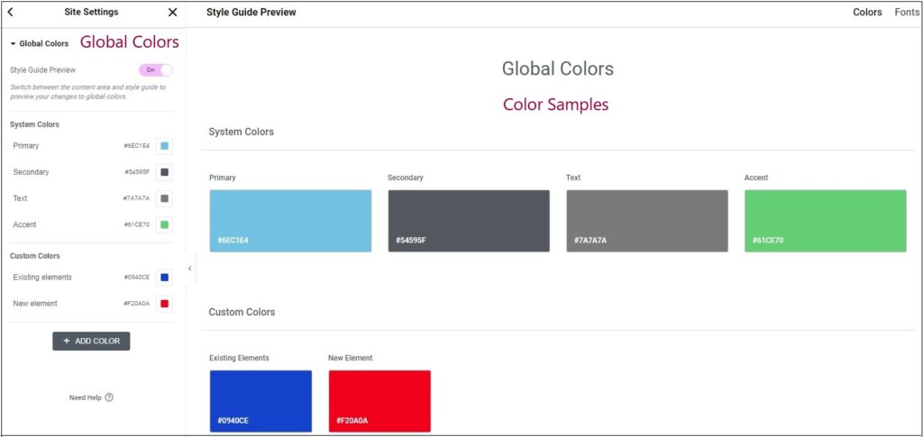 Change Your Site's Colors Using Styles –  Support