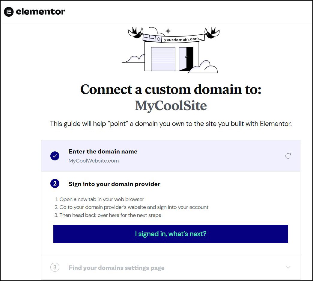 4 I signed in whats Connect a custom domain 9