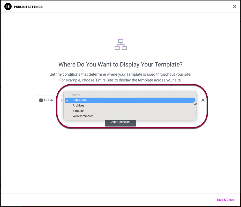 Add more conditions Set conditions for site part templates 9