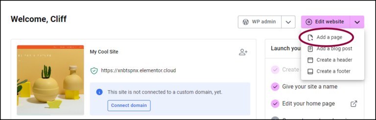 how to create a new page in wordpress elementor