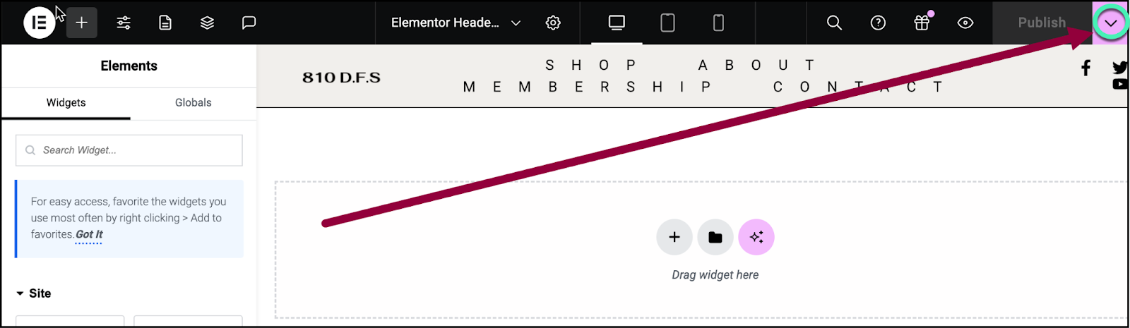 Click the down arrow Set conditions for site part templates 11