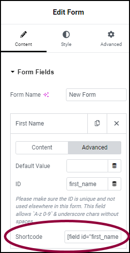 LOcation of shortcode Example of sending custom emails from a form 15