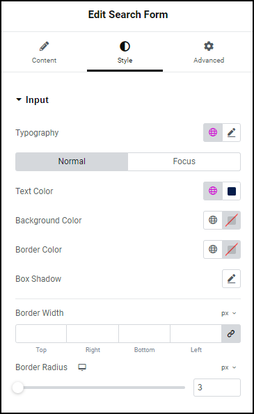 Style Classic Input Search Form widget 19