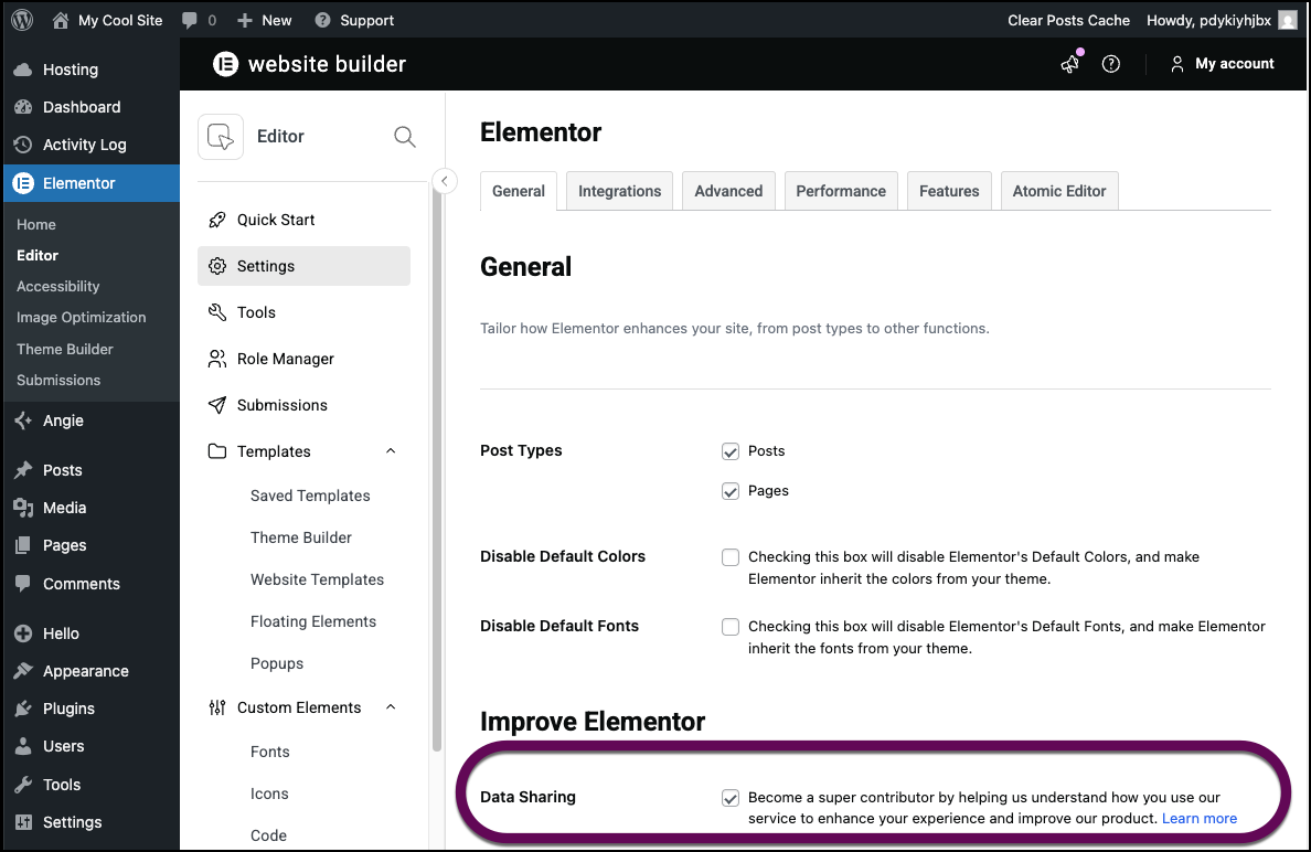 Use the highlighted checkbox to allow for data sharing.