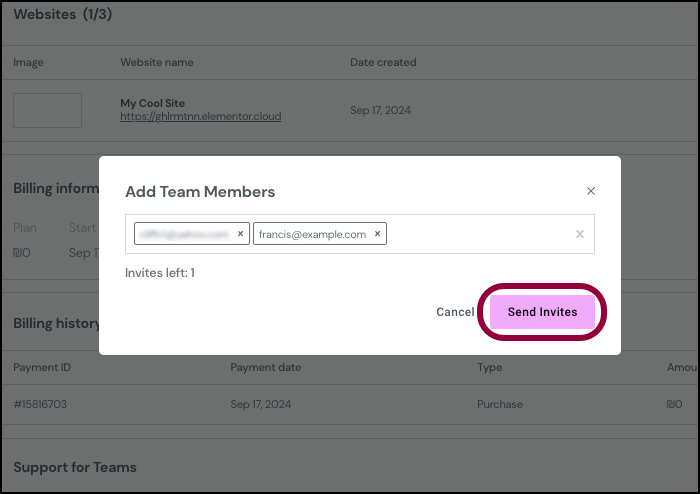 click send invites Add team members to your subscription 9