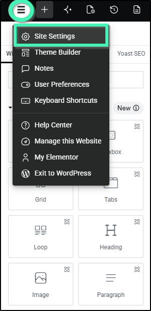 site settings