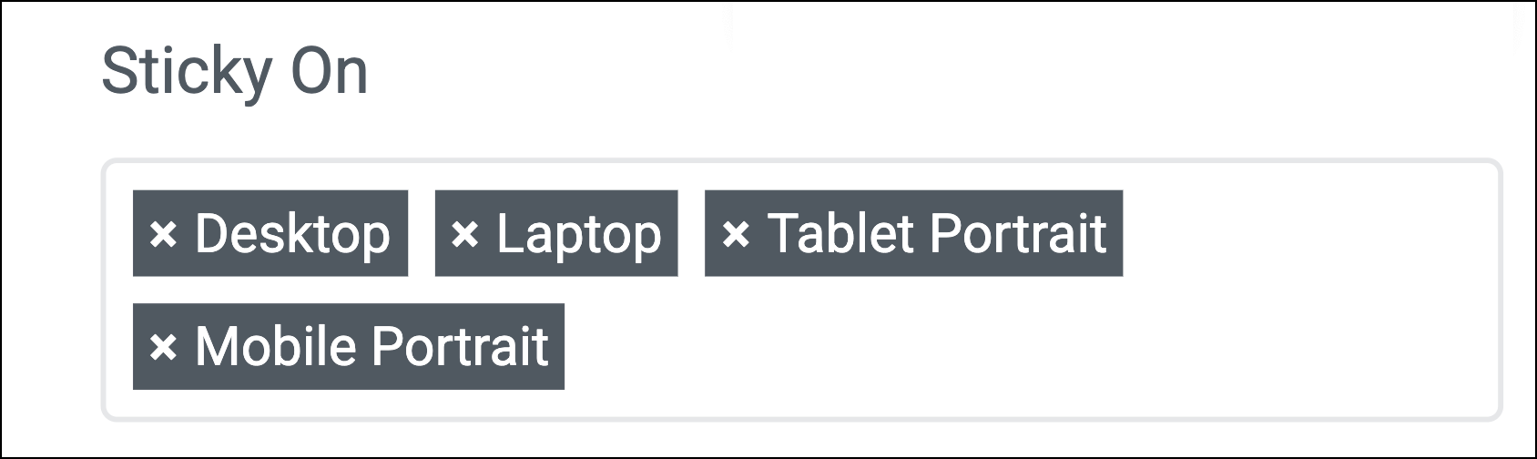 Elementor Sticky On device selection tags