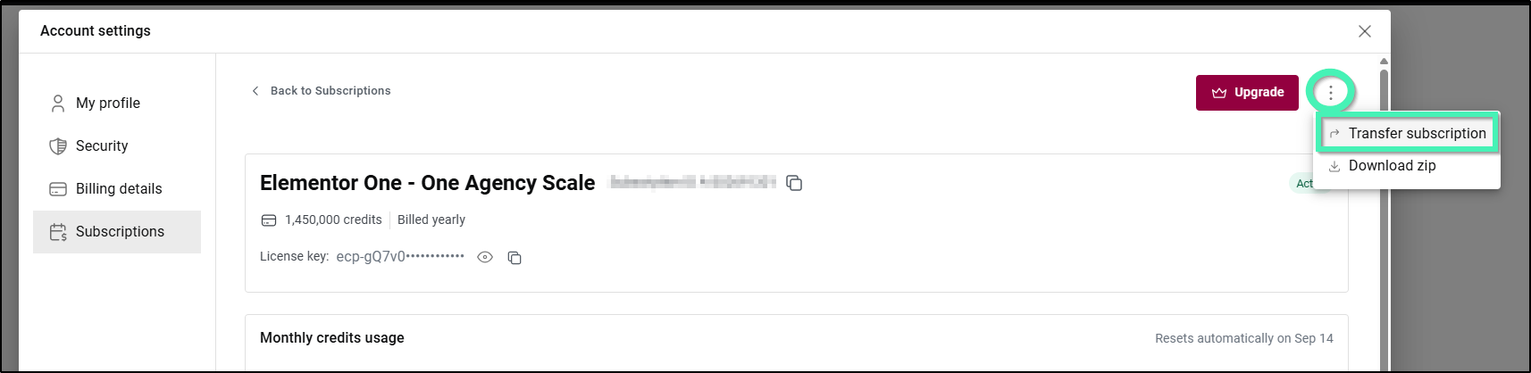 transfer subscription
