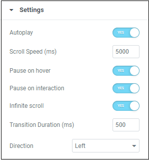 Content tab settings 2 Loop Carousel 5