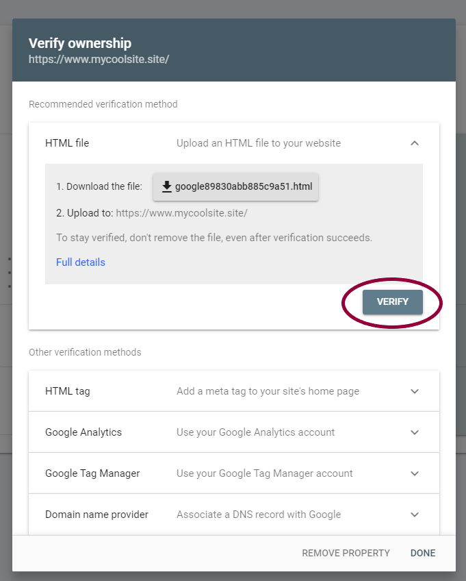 image 130 Verify your site with Google Search Console using an HTML verification file 31