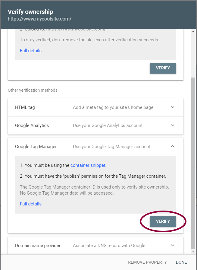 image 137 Verify your site with Google Search Console using Google Tag Manager 41